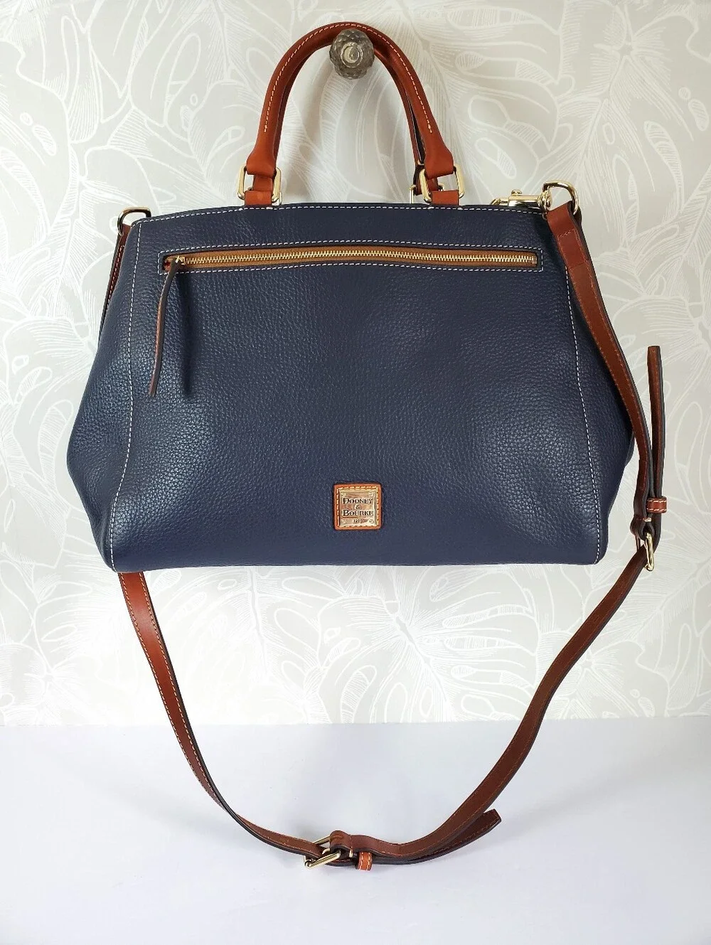 Dooney & Bourke Navy Blue Pebble Leather Satchel
